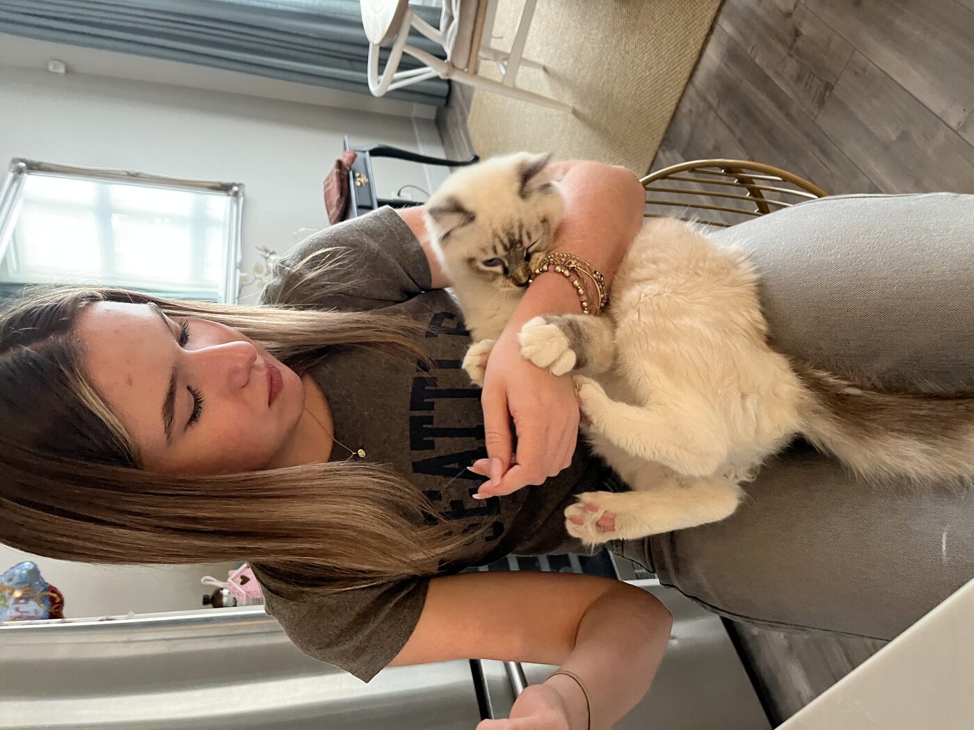 Tess holding a kitten